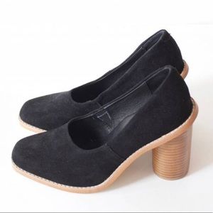 Sol Sana Kelly Pump Modern Statement Cylindrical Block Heel Black Suede EU 40